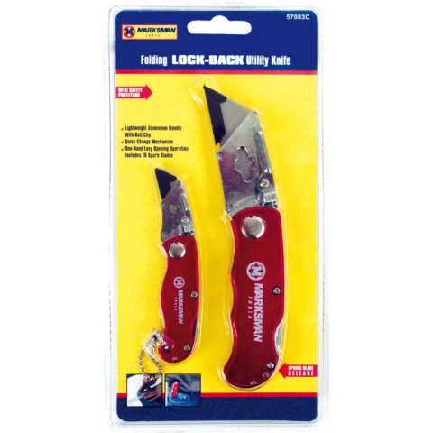 Marksman Folding Lock Back Utility Knife Set 2pc