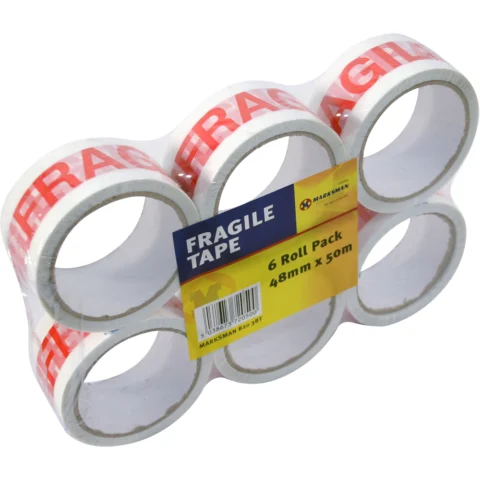 Marksman Fragile Printed Tape 48mm X 50m Shrink Wrapped