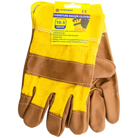Marksman Leather Furniture Orange/Brown Rigger Gloves 10.5"