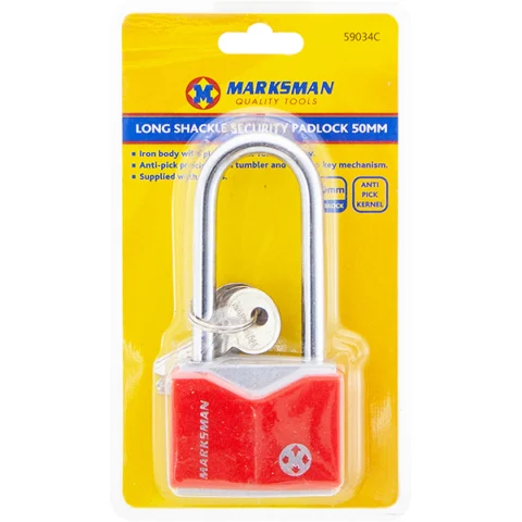 Marksman Long-Shackle Iron Rhombic Padlock 50mm