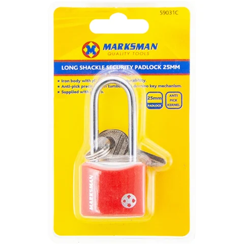 Marksman Long Shackle Iron Security Padlock 25mm