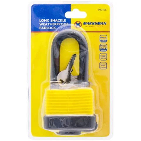 Marksman Long-Shackle Weatherproof Padlock 50mm