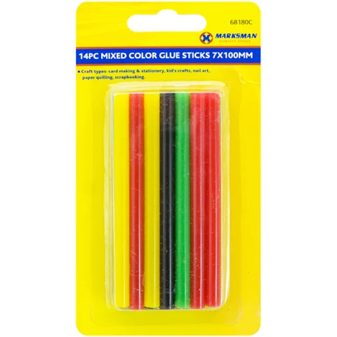 Marksman Mixed Colour Hot Melt Glue Sticks 7 X 100mm 14pc