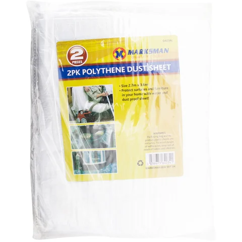 Marksman Polythene Dust Sheet 2.7m X 3.6m 2 Pack