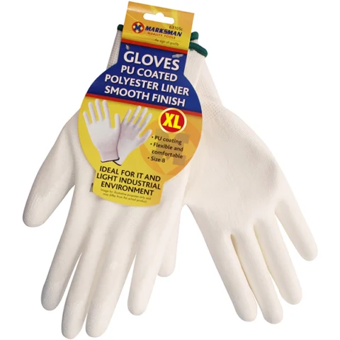 Marksman PU-Coated Polyester Liner White Work Gloves Xl