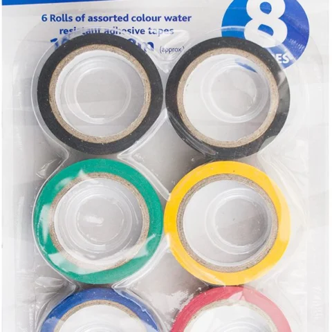 Marksman PVC Insulation Tape Assorted Colours 6 Pack