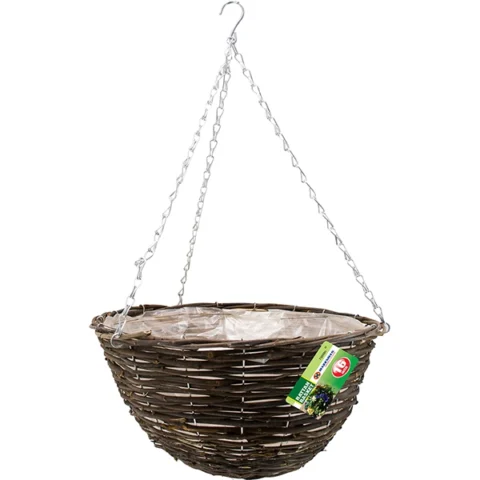 Marksman Rattan Garden Hanging Basket 16"