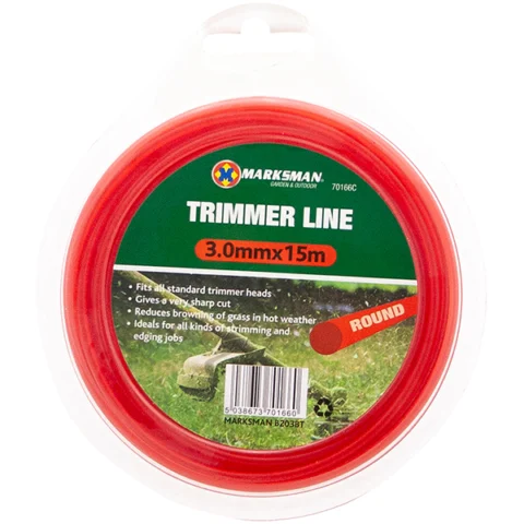 Marksman Round Red Trimmer Line 3mm X 15m