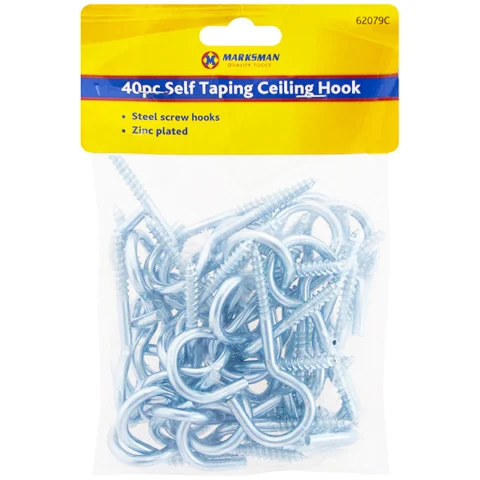 Marksman Self-Tapping Ceiling Hooks 40pc