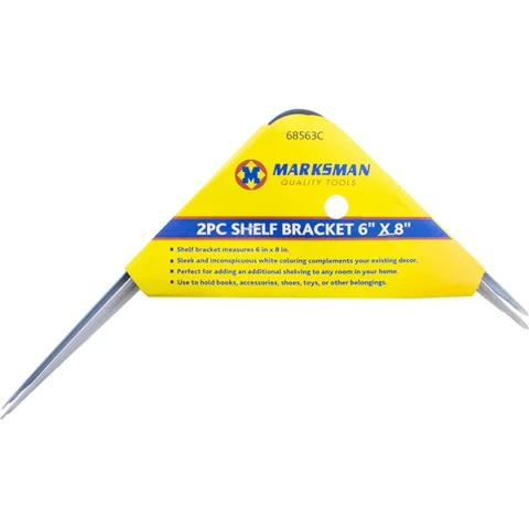 Marksman Shelf Bracket 6" X 8" White 2pc