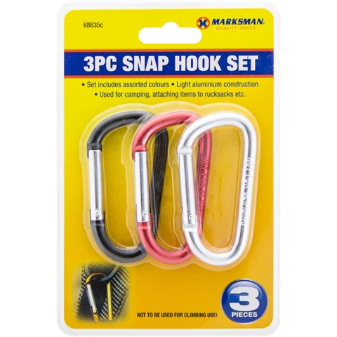 Marksman Snap Hook Carabiner Clip Set 3pc