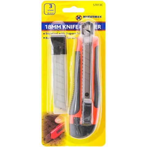 Marksman Snap Off Knife Cutter 18mm With 3 Replacement Blades