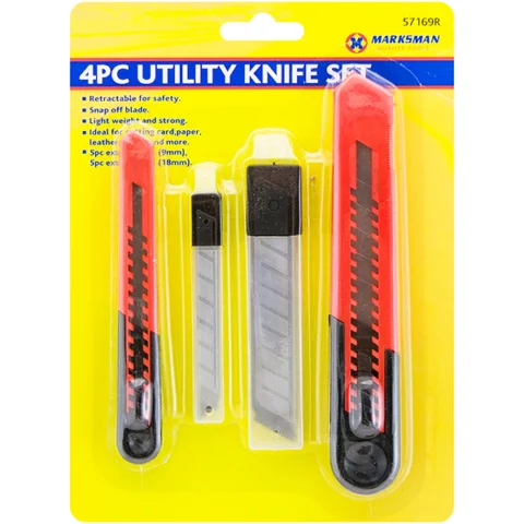 Marksman Snap-Off Utility Knife & Spare Blade Set 4pc