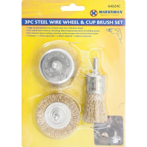 Marksman Steel Wire Wheel & Cup Brush Set 3pcs