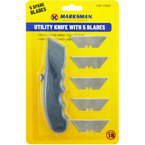 Marksman Utility Knife With 5 Spare Blades Set 6pc