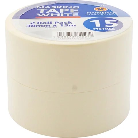 Marksman White Masking Tape 38mm X 15m 2 Pack