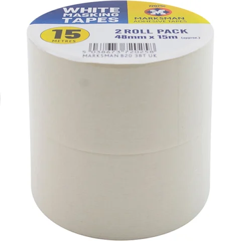 Marksman White Masking Tapes 48mm X 15m 2 Pack