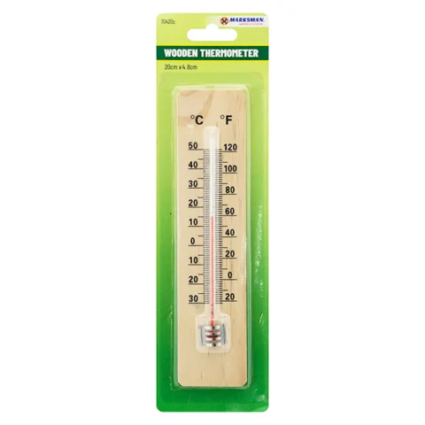 Marksman Wooden Thermometer Small 20cm X 4.8cm