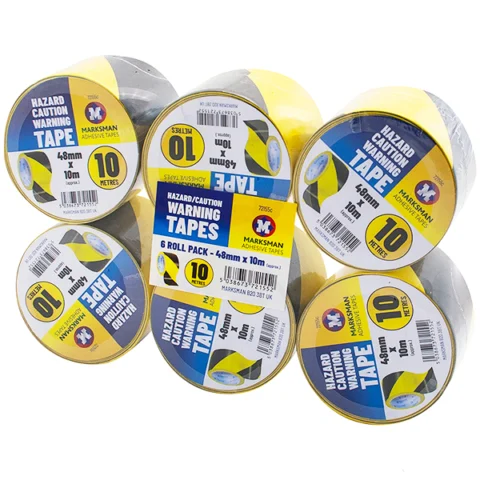 Marksman Yellow & Black Hazard Warning Tape 48mm X 10m