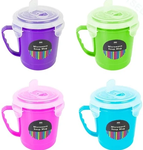 Microwave Soup Mug W/Lid 600ml Assorted Colours