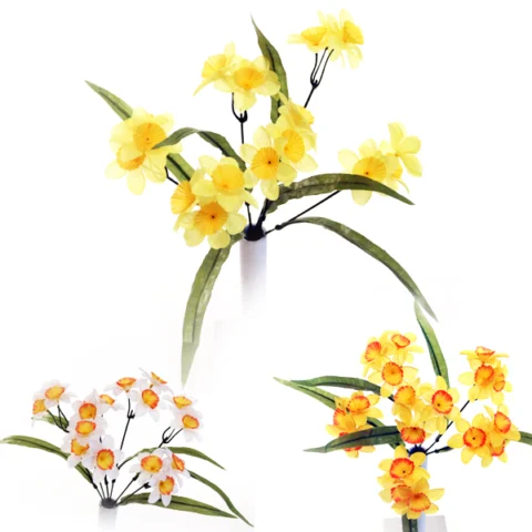 Mini Daffodil Bush Artificial Flowers Assorted Colours