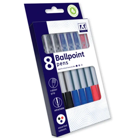 Mixed Colours Ballpoint Pens Set 8 Pack