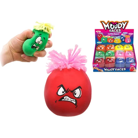 Moody Stretchy Squeezy Funny Face With Rubber Hair Assorted