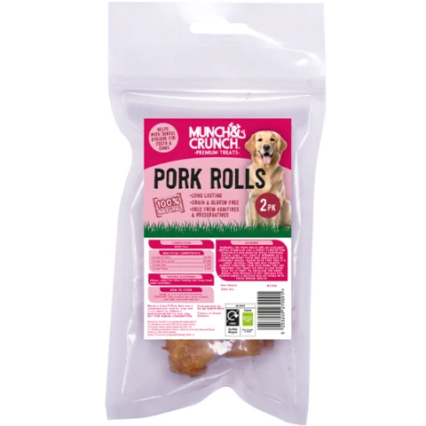 Munch & Crunch 100% Natural Pork Rolls Dog Treats 2 Pack