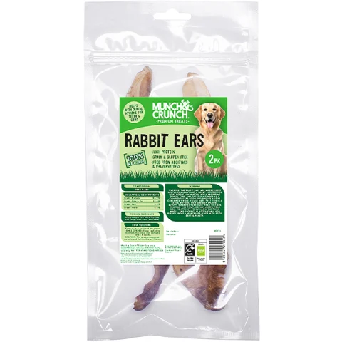 Munch & Crunch 100% Natural Rabbit Ears Dog Treats 2 Pack