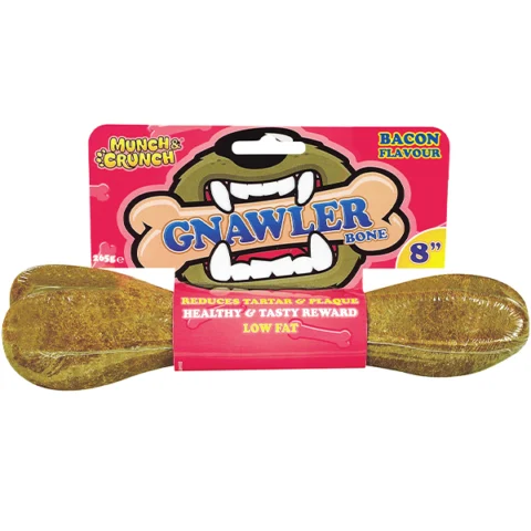 Munch & Crunch Bacon Gnawler Dog Bone 8"