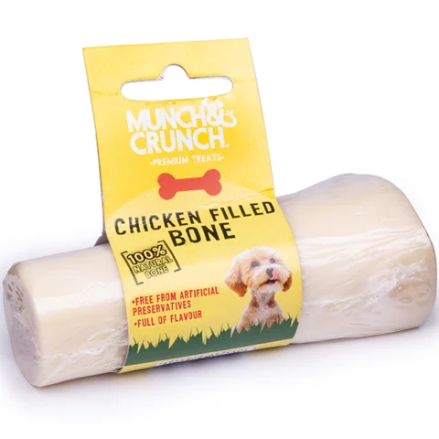 Munch & Crunch Chicken-Filled Dog Bone 4"