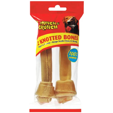 Munch & Crunch Rawhide Knotted Bones 6" 2 Pack