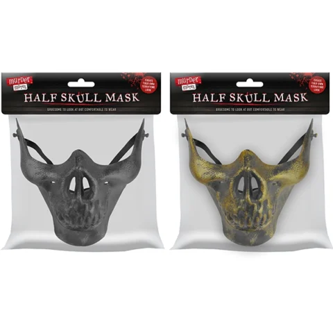 Murder Motel Half Skull Halloween Mask 2 Assorted