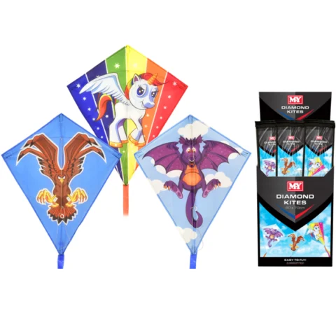 MY Character Nylon Diamond Kites 60cm X 70cm Assorted