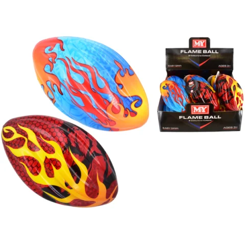 MY PU Flame Rugby Ball 17cm Assorted