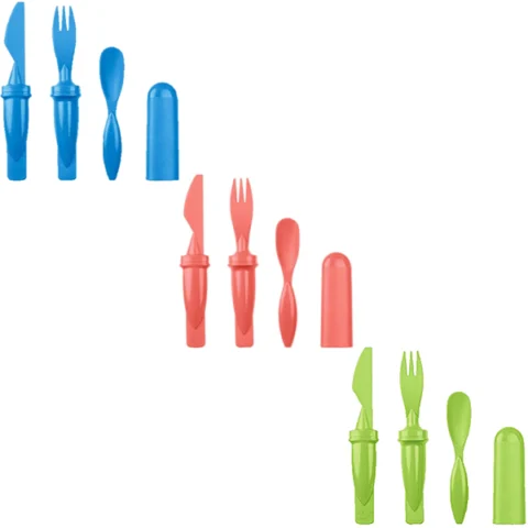 Natural Bamboo 3-In-1 Cutlery Set Assorted Colours