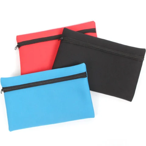 Neoprene Zipped Blue, Red & Black Pencil Case Assorted Colours