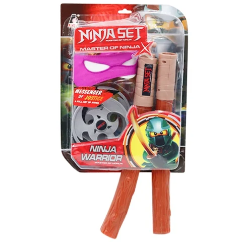 Ninja Eye-Mask, Ninja Stick & Ninja Stars Set In Purple