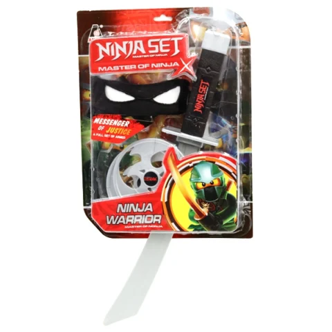 Ninja Eye-Mask, Ninja Sword & Ninja Stars Set In Black