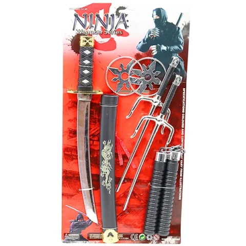 Ninja Samurai Sword, Ninja Stars, Knives & Nunchucks Play Set