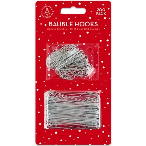 North Pole Accessories Christmas Bauble Hooks 200 Pack