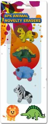 Novelty Animal Eraser Set 4 Pack