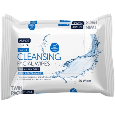 Nuage Skin 3-In-1 Cleansing Facial Wipes Twin Pack