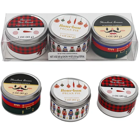 Nutcracker Assorted Scented Tin Candles 3oz Gift Set 3 Pack