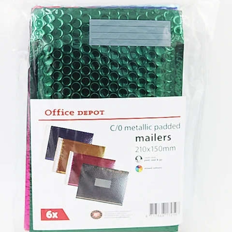 Office Depot C/0 Metallic Padded Mailers 210mm X 150mm Assorted Colours 6pk