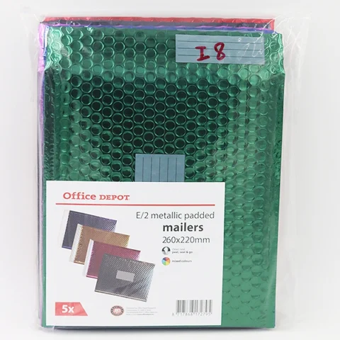 Office Depot E/2 Metallic Padded Mailers 260mm X 220mm Assorted Colours 5pk