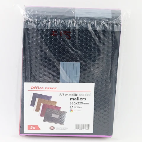 Office Depot F/3 Metallic Padded Mailers 330mm X 220mm Assorted Colours 5pk