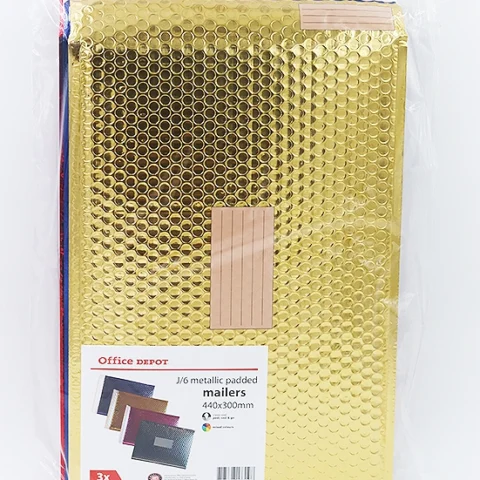 Office Depot J/6 Metallic Padded Mailers 440mm X 300mm Assorted Colours 3pk