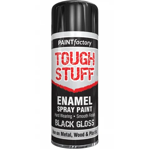 Paint Factory Tough Stuff Enamel Spray Paint Black Gloss 400ml