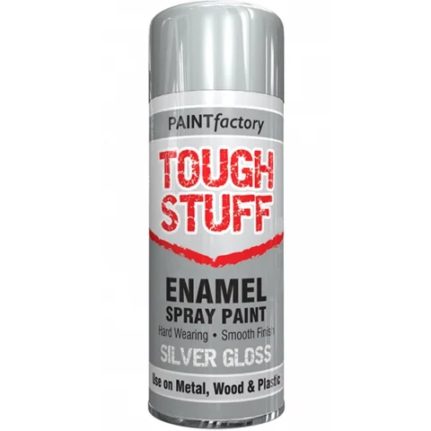 Paint Factory Tough Stuff Enamel Spray Paint Silver Gloss 400ml